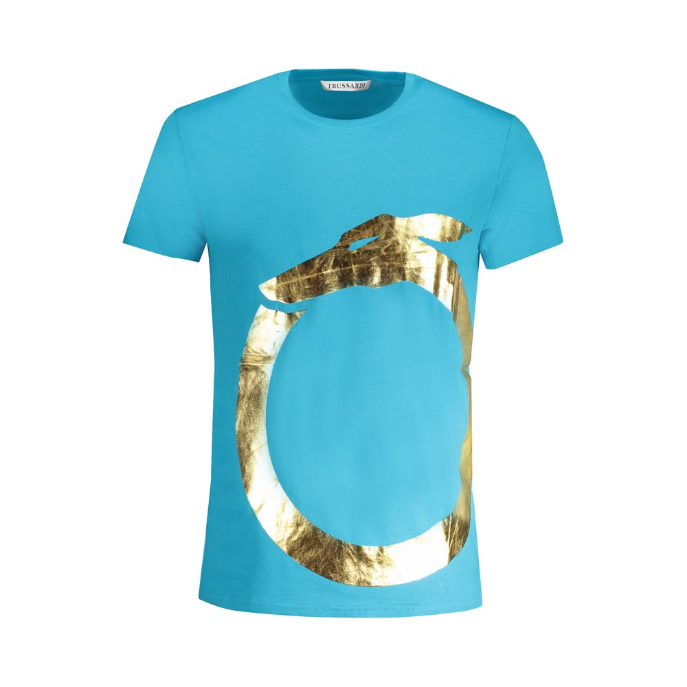 Light Blue Cotton Men T-Shirt-Trussardi-LabelTerrace.com