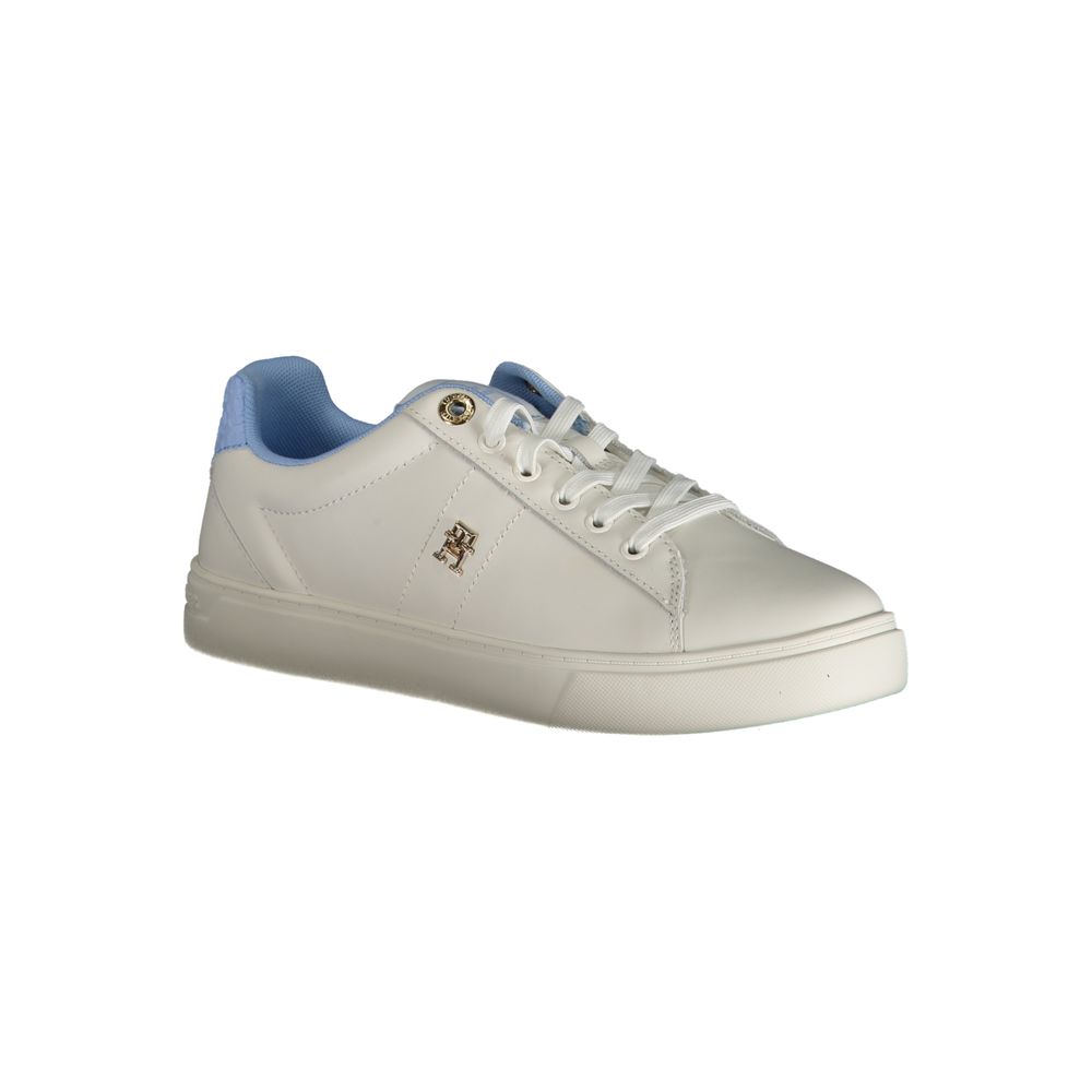 Light Blue Leather Women Sneaker-Tommy Hilfiger-LabelTerrace.com