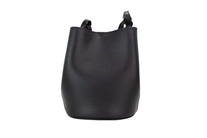 Lorne Small Black Haymarket Check Pebble Leather Bucket Handbag Purse-Burberry-LabelTerrace.com