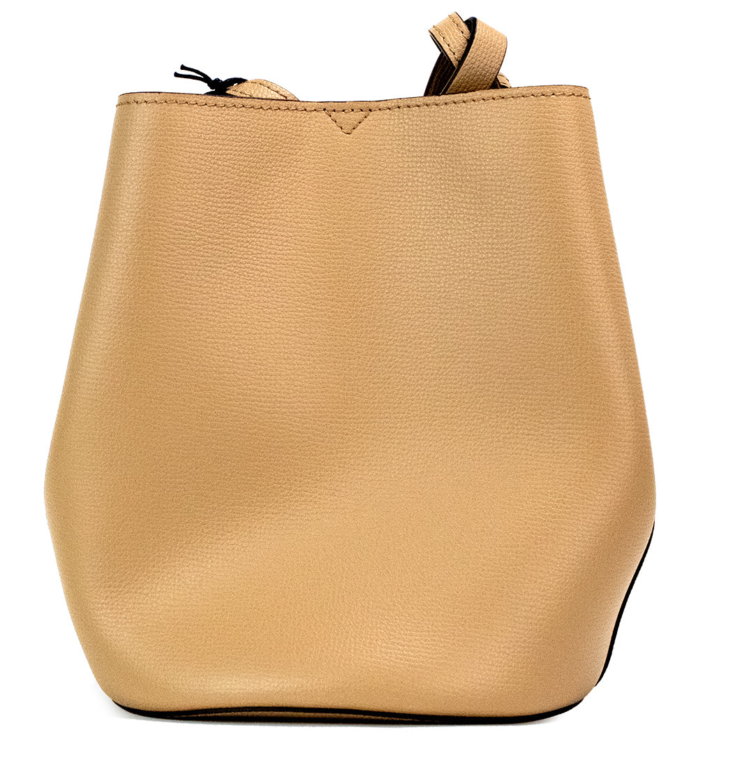 Lorne Small Camel Haymarket Check Pebble Leather Bucket Handbag Purse-Burberry-LabelTerrace.com