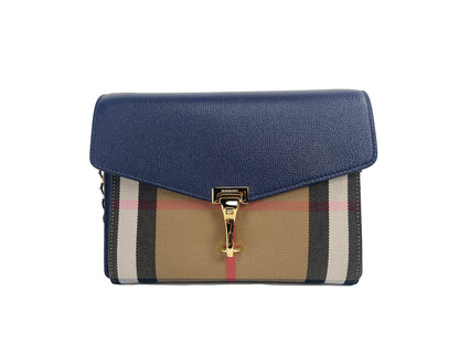Macken Small Regency Blue House Check Leather Crossbody Bag-Burberry-LabelTerrace.com