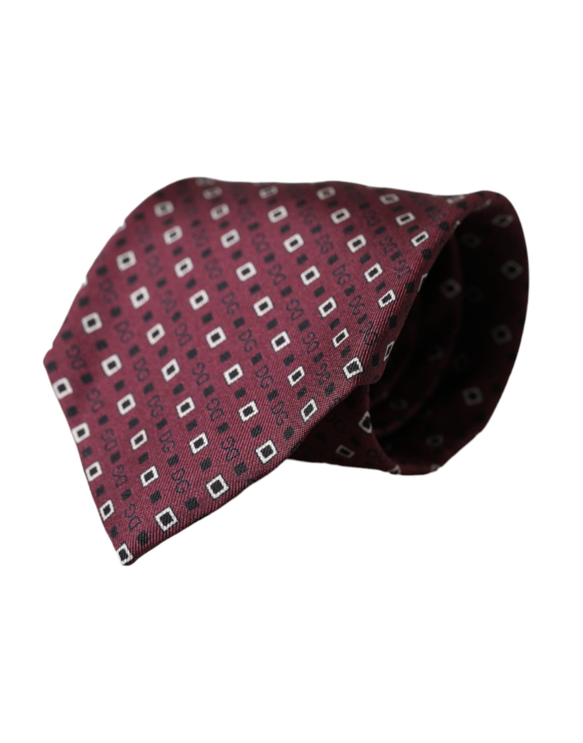 Maroon Silk Branded Logo Adjustable Men Tie-Dolce & Gabbana-LabelTerrace.com