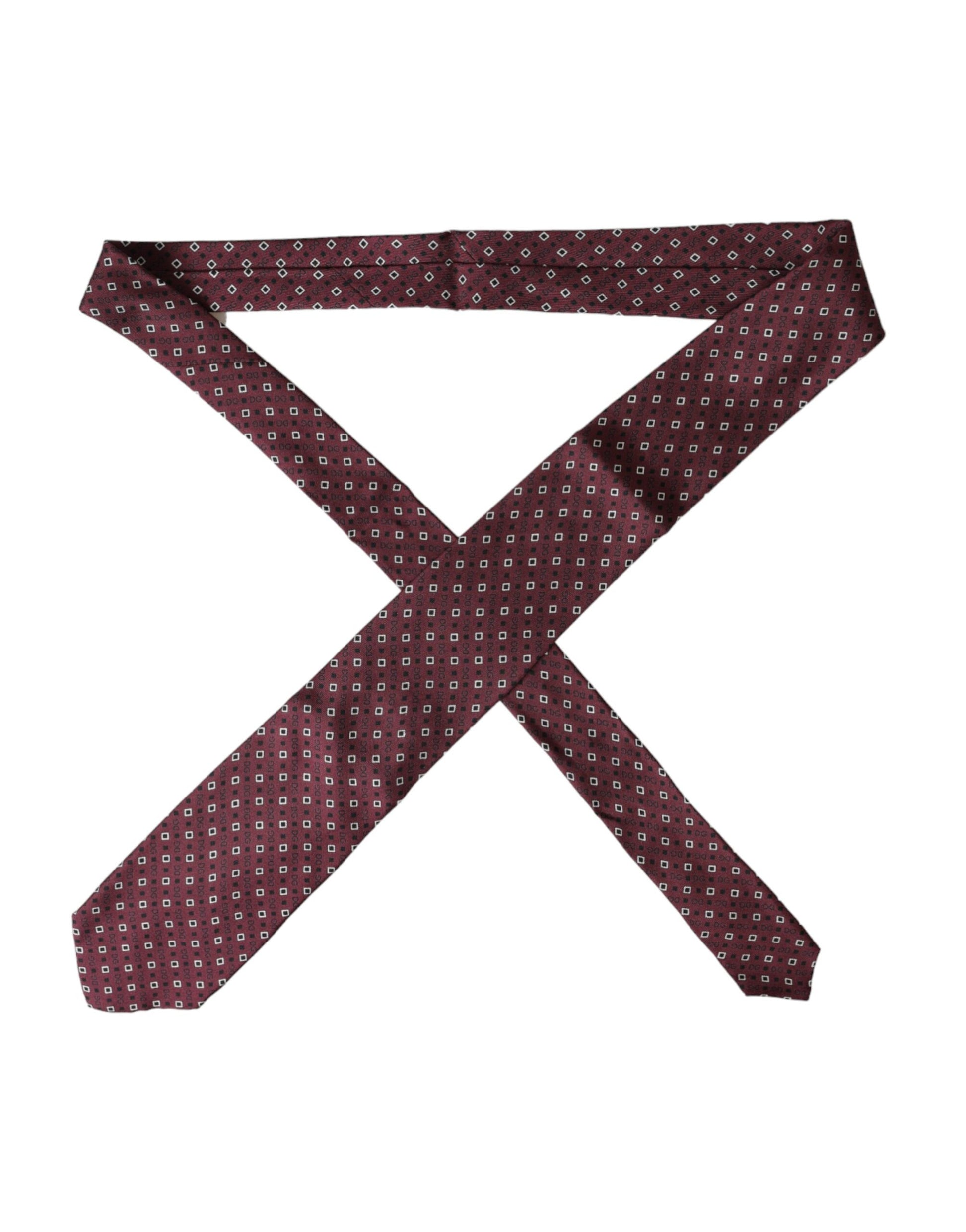 Maroon Silk Branded Logo Adjustable Men Tie-Dolce & Gabbana-LabelTerrace.com
