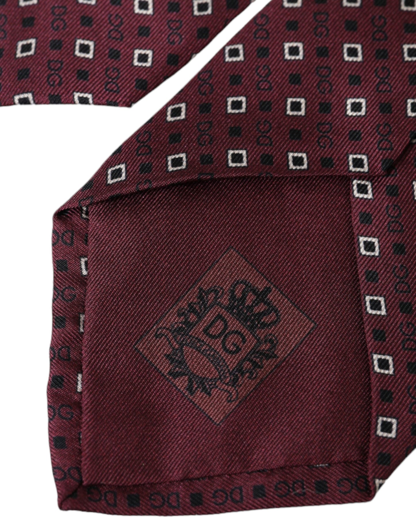 Maroon Silk Branded Logo Adjustable Men Tie-Dolce & Gabbana-LabelTerrace.com