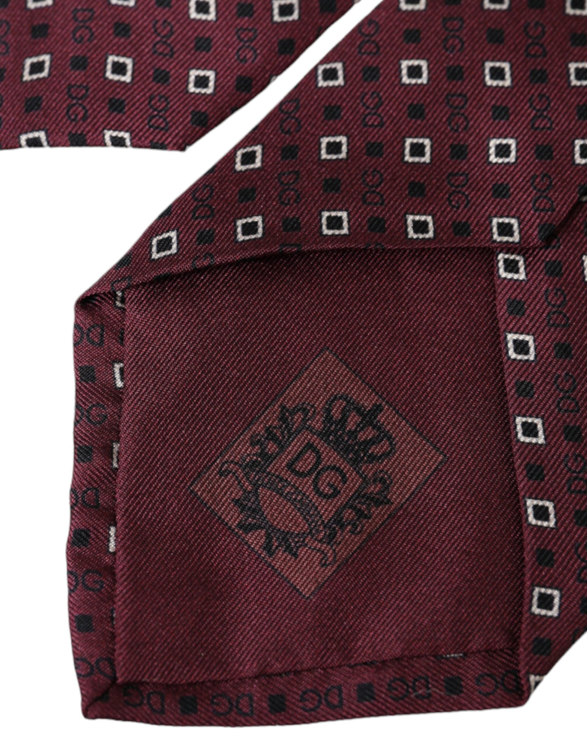 Maroon Silk Branded Logo Adjustable Men Tie-Dolce & Gabbana-LabelTerrace.com