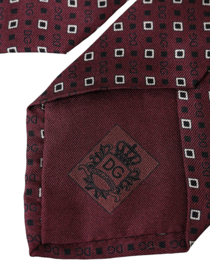 Maroon Silk Branded Logo Adjustable Men Tie-Dolce & Gabbana-LabelTerrace.com
