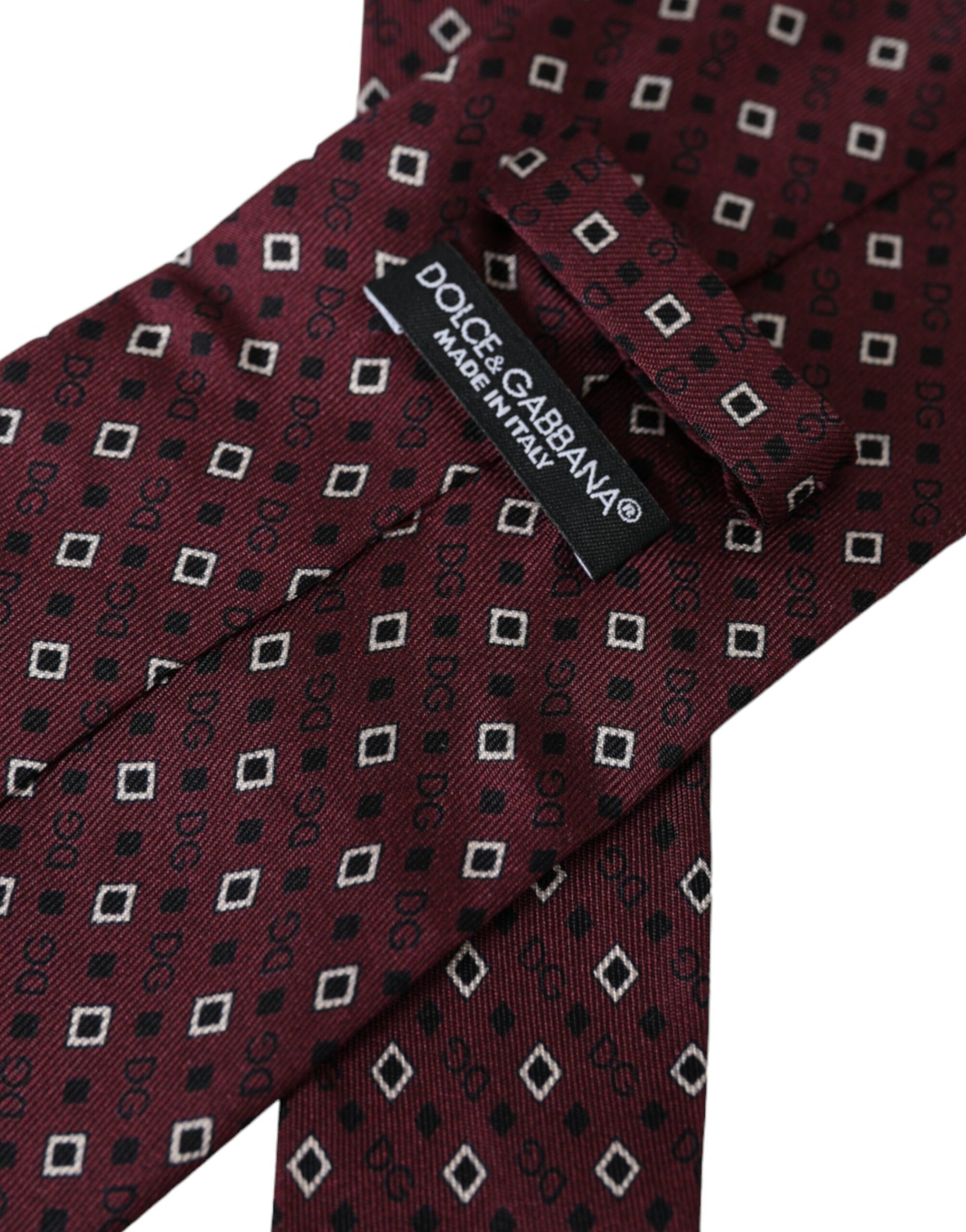 Maroon Silk Branded Logo Adjustable Men Tie-Dolce & Gabbana-LabelTerrace.com