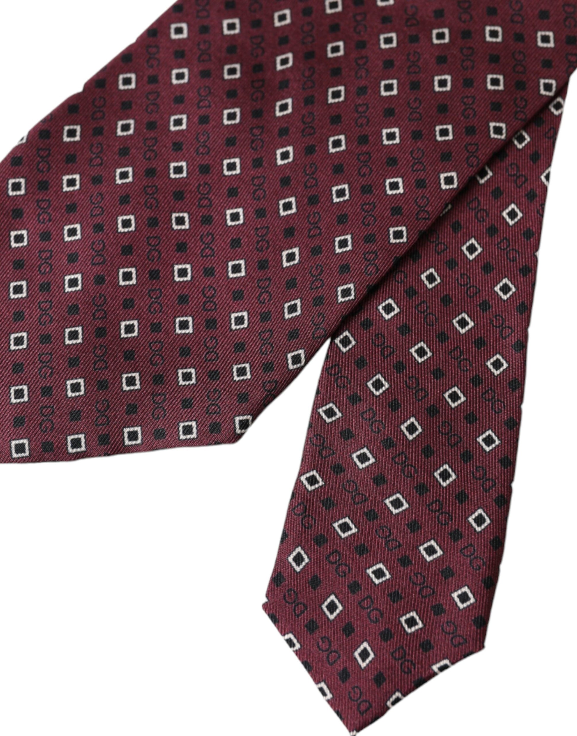 Maroon Silk Branded Logo Adjustable Men Tie-Dolce & Gabbana-LabelTerrace.com