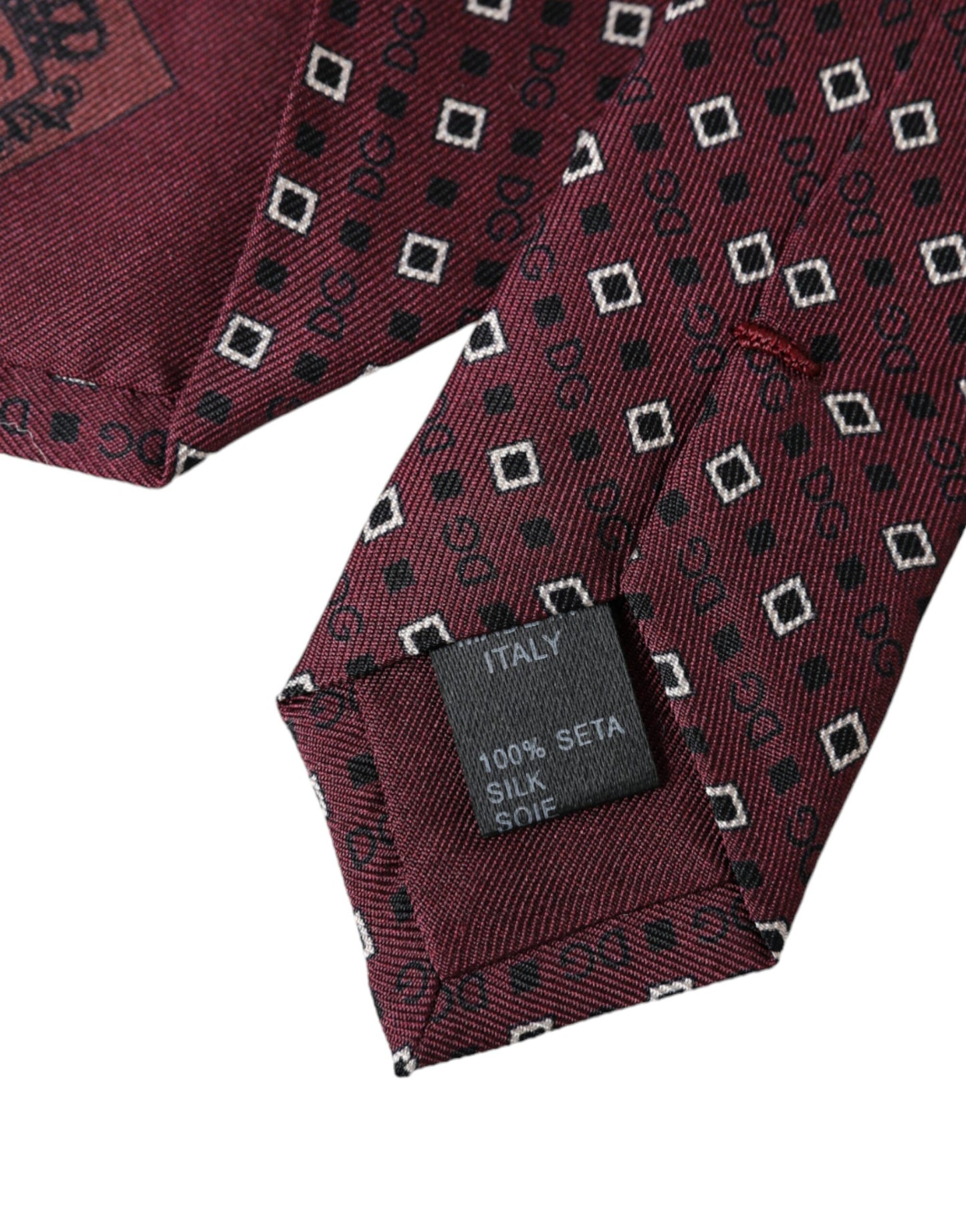 Maroon Silk Branded Logo Adjustable Men Tie-Dolce & Gabbana-LabelTerrace.com