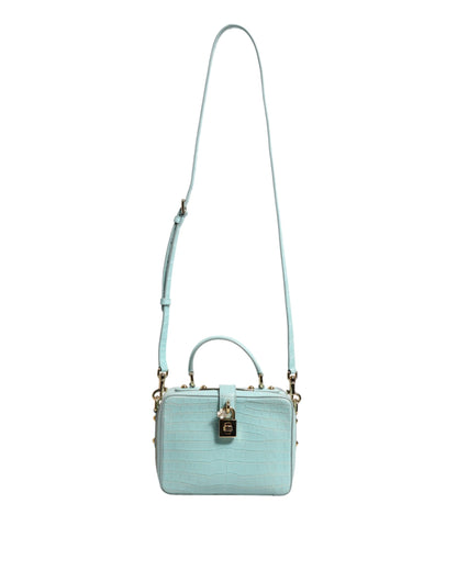 Mint Green Embossed Leather Padlock Shoulder Bag-Dolce & Gabbana-LabelTerrace.com