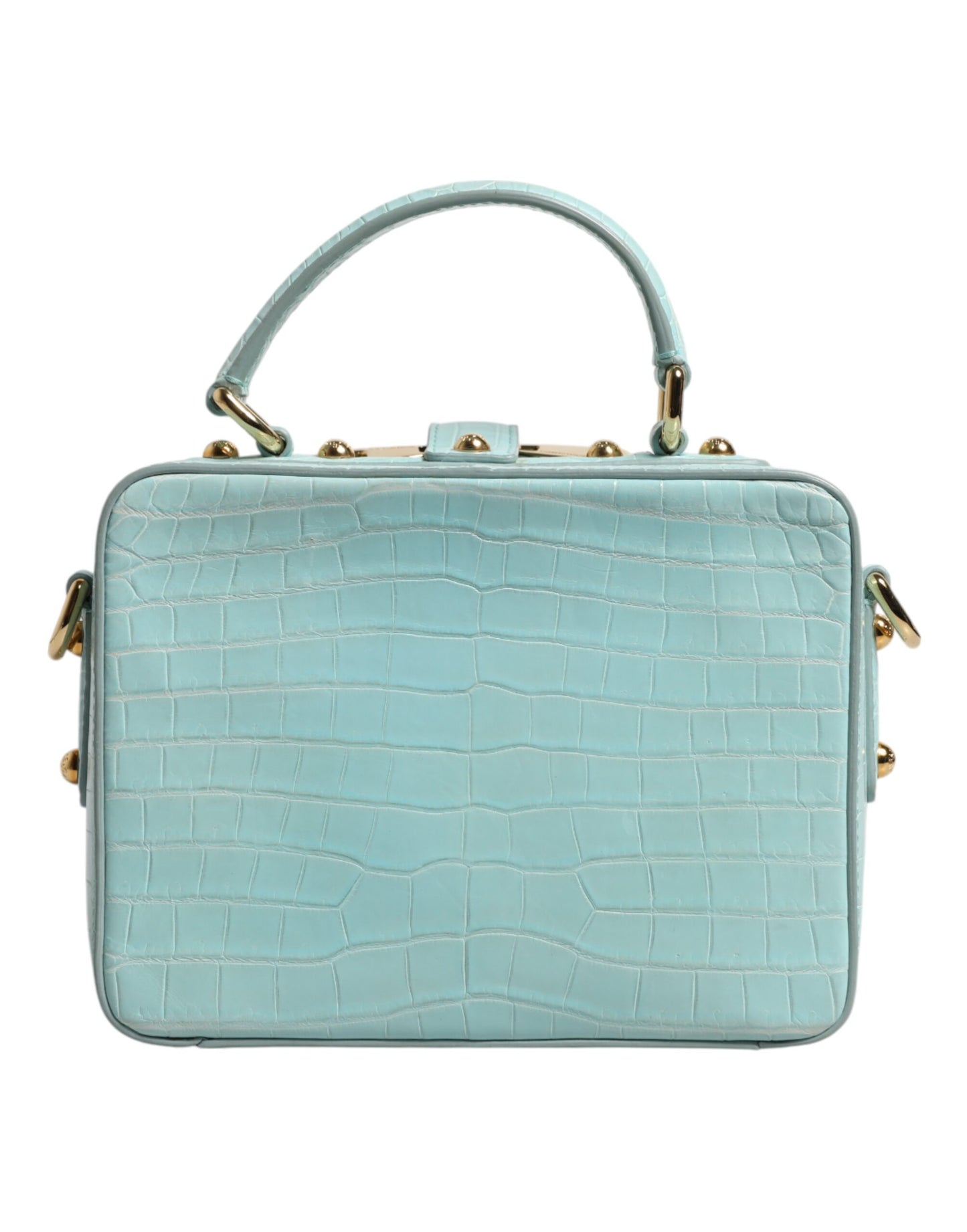 Mint Green Embossed Leather Padlock Shoulder Bag-Dolce & Gabbana-LabelTerrace.com