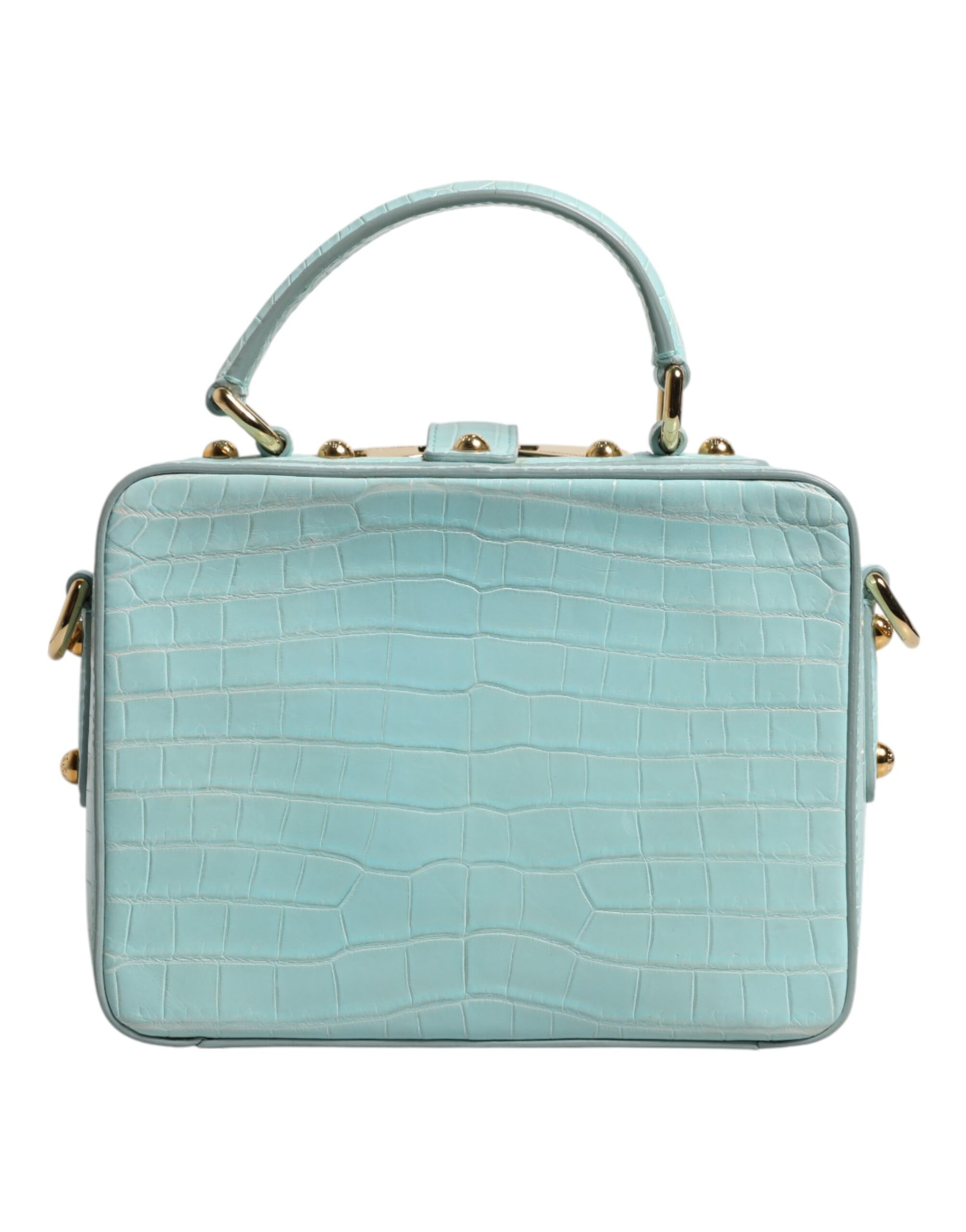 Mint Green Embossed Leather Padlock Shoulder Bag-Dolce & Gabbana-LabelTerrace.com