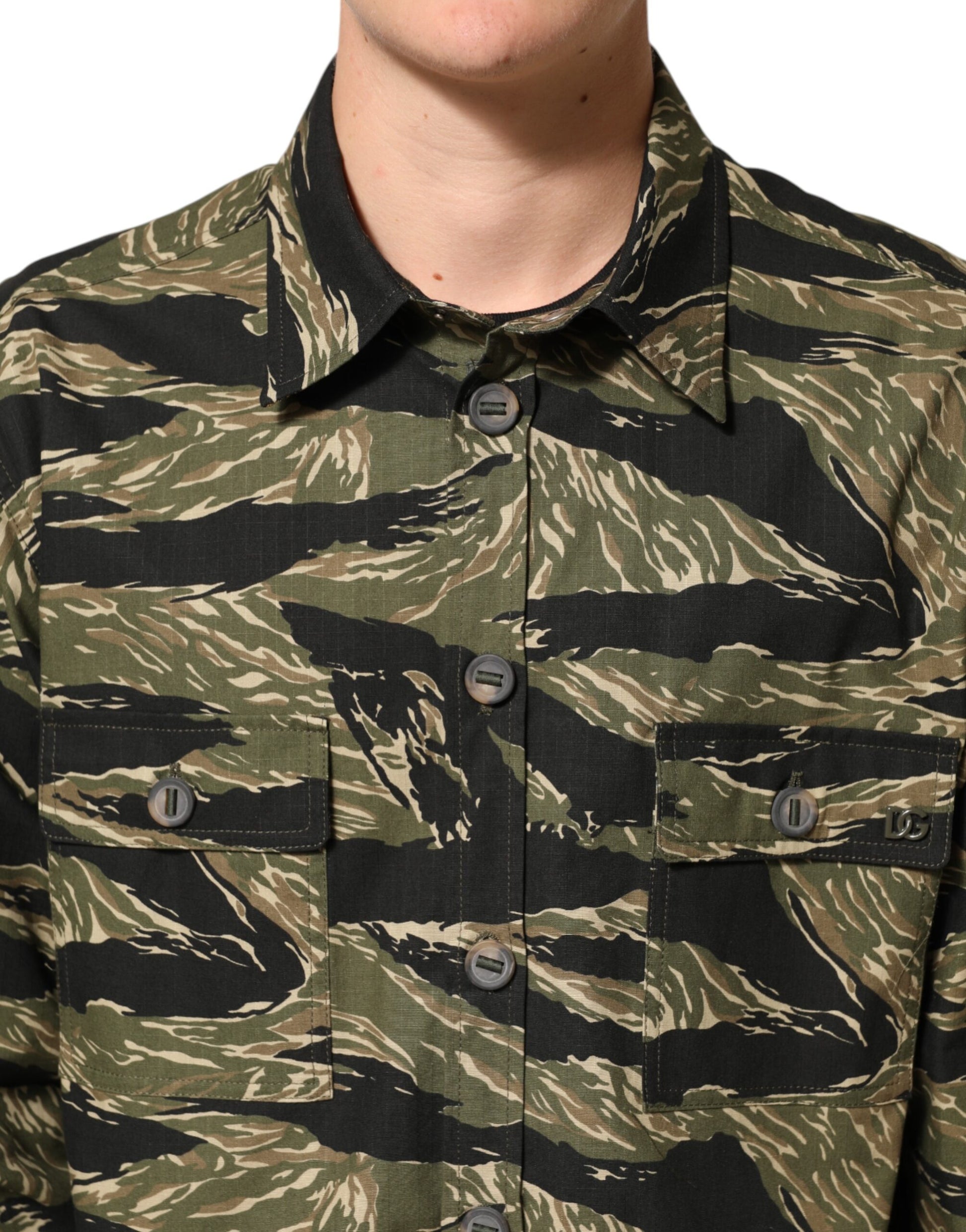 Multicolor Camouflage Cotton Casual Shirt-Dolce & Gabbana-LabelTerrace.com