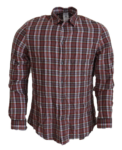 Multicolor Checkered Cotton Long Sleeves Casual Shirt-GF Ferre-LabelTerrace.com