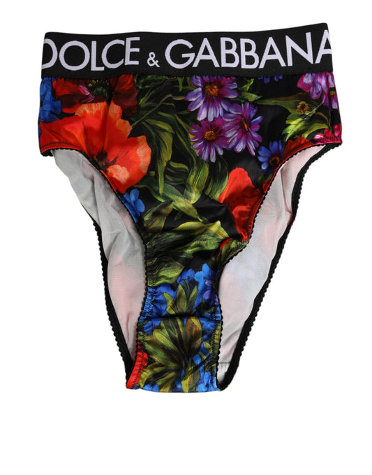 Multicolor Floral Print High Waist Panty Underwear-Dolce & Gabbana-LabelTerrace.com