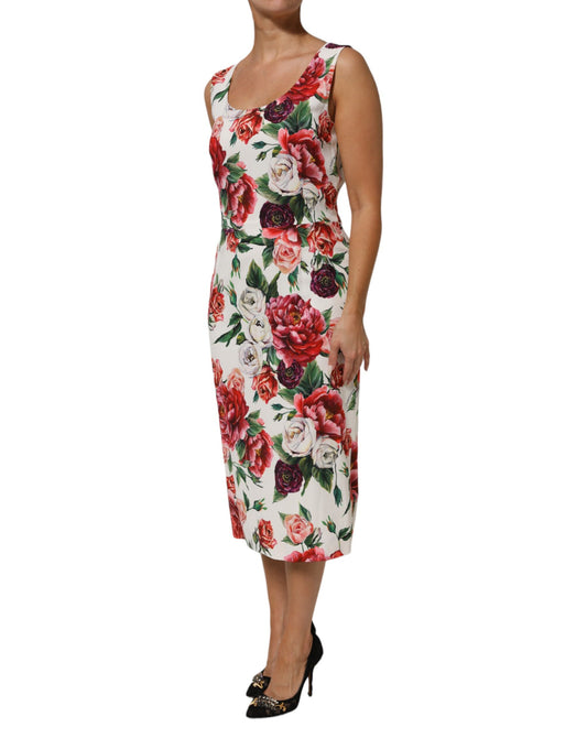 Multicolor Floral Print Viscose Sheath Dress-Dolce & Gabbana-LabelTerrace.com