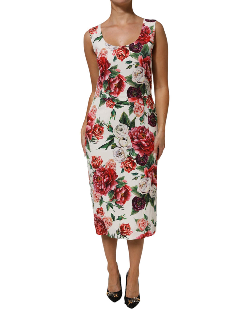 Multicolor Floral Print Viscose Sheath Dress-Dolce & Gabbana-LabelTerrace.com