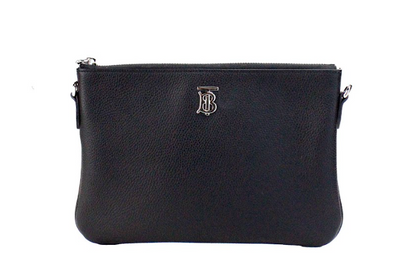 Peyton Monogram Black Leather Pouch Crossbody Bag Purse-Burberry-LabelTerrace.com