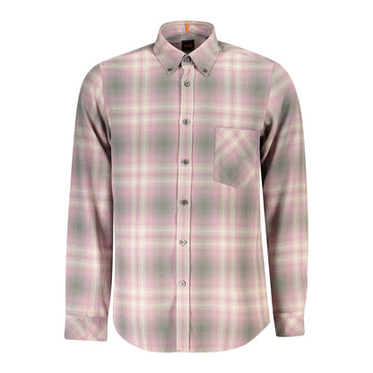 Pink Cotton Men Shirt-Hugo Boss-LabelTerrace.com