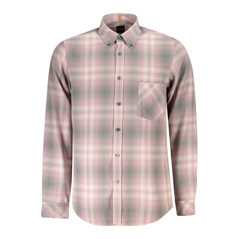 Pink Cotton Men Shirt-Hugo Boss-LabelTerrace.com