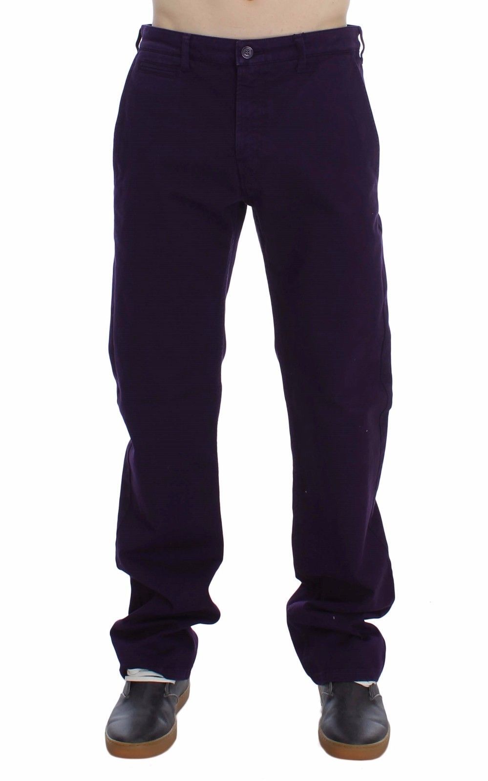 Purple Cotton Stretch Purple Fit Pants-GF Ferre-LabelTerrace.com
