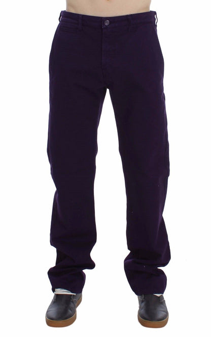 Purple Cotton Stretch Purple Fit Pants-GF Ferre-LabelTerrace.com