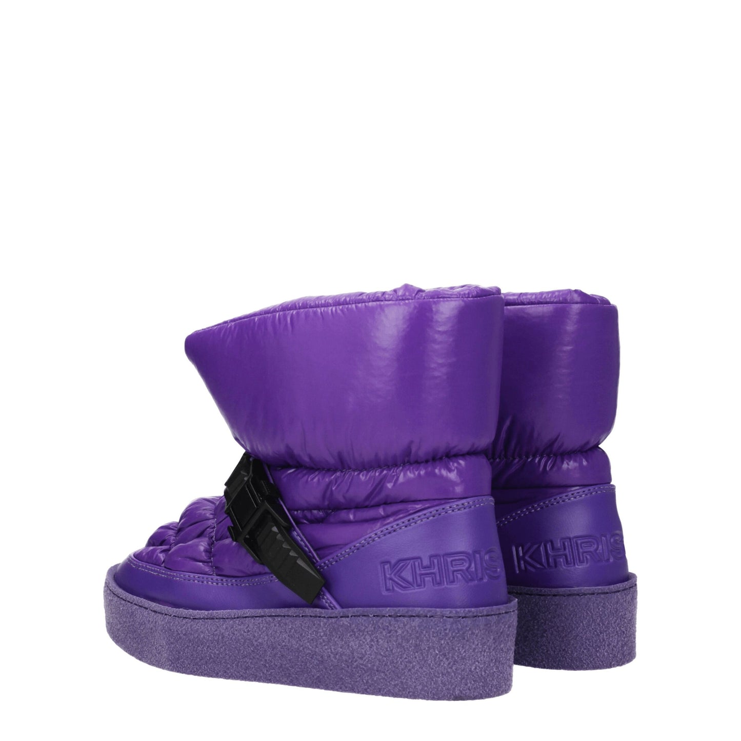 Purple Polyester Ankle Boots-Khrisjoy-LabelTerrace.com