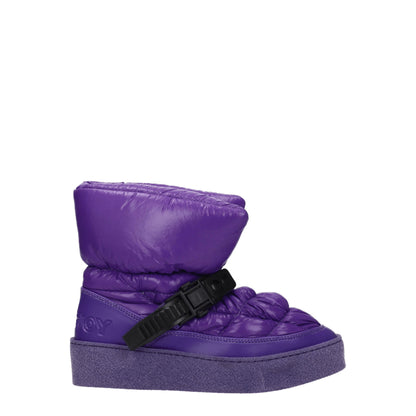 Purple Polyester Ankle Boots-Khrisjoy-LabelTerrace.com