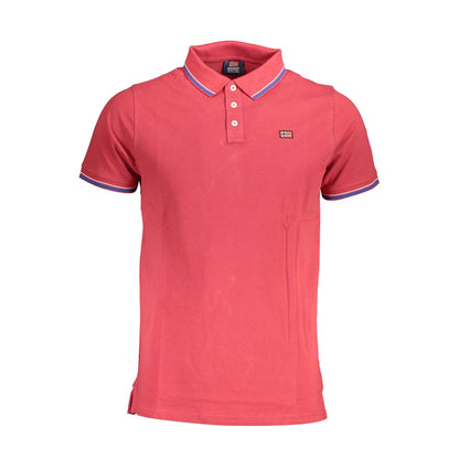 Red Cotton Men Polo Shirt-Norway 1963-LabelTerrace.com