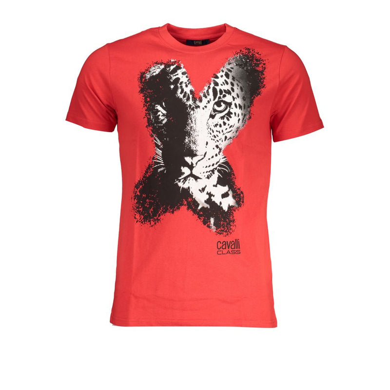 Red Cotton T-Shirt-Cavalli Class-LabelTerrace.com