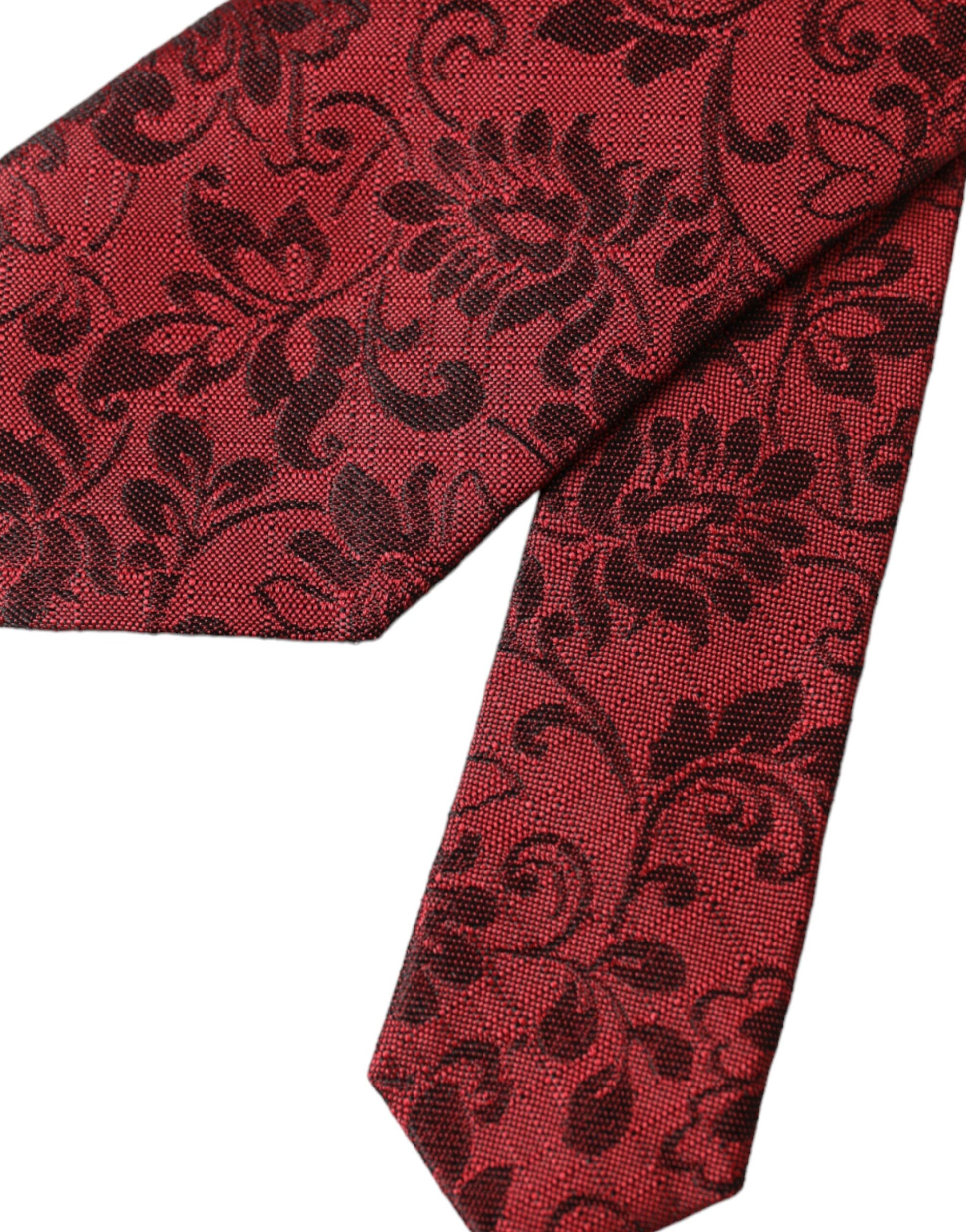 Red Floral Brocade Silk Adjustable Men Tie-Dolce & Gabbana-LabelTerrace.com