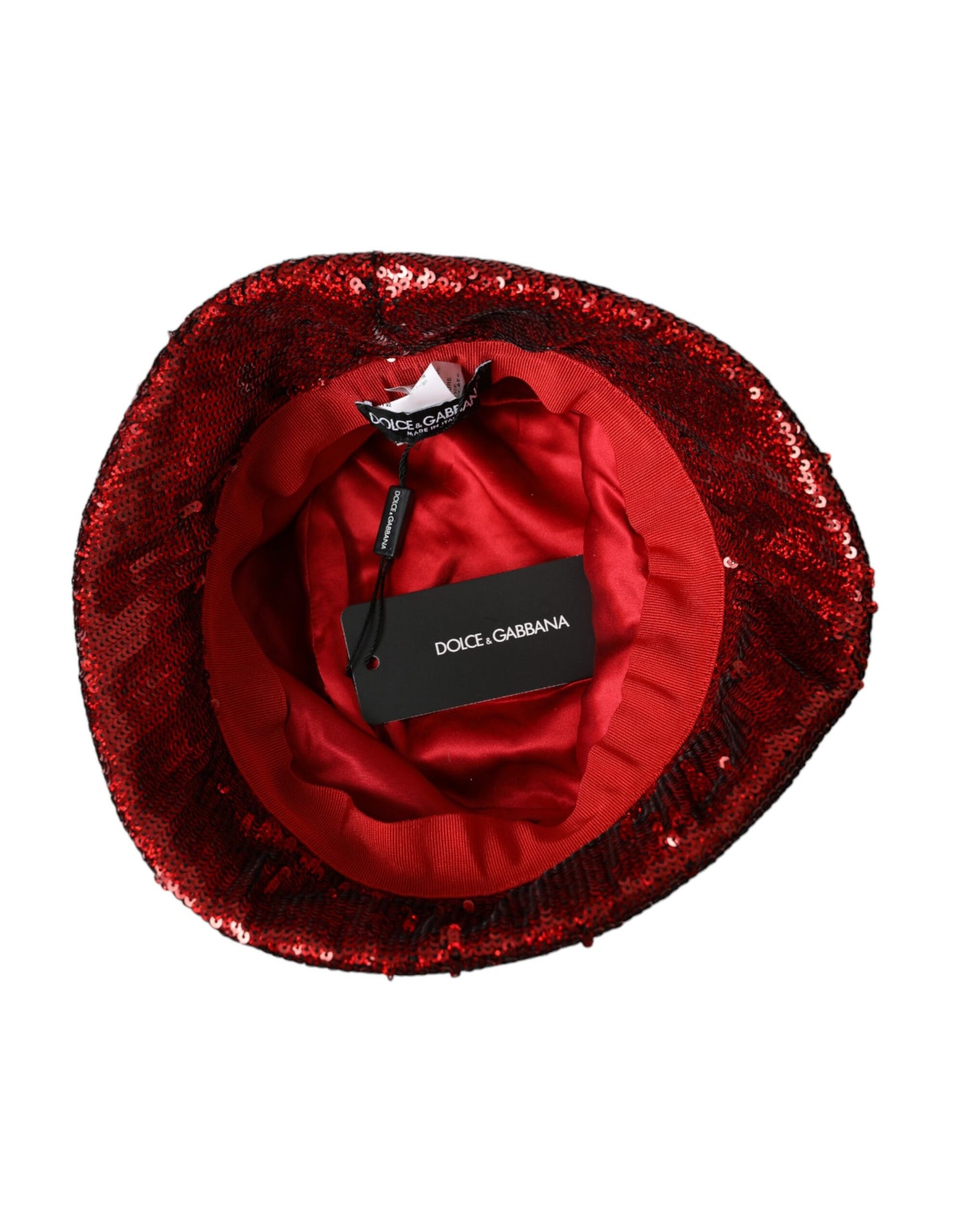 Red Sequined Nylon Bucket Hat Men-Dolce & Gabbana-LabelTerrace.com