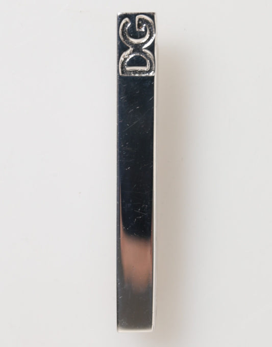 Silver Tone Brass Logo Branded Men Accessory Tie Clip Bar-Dolce & Gabbana-LabelTerrace.com