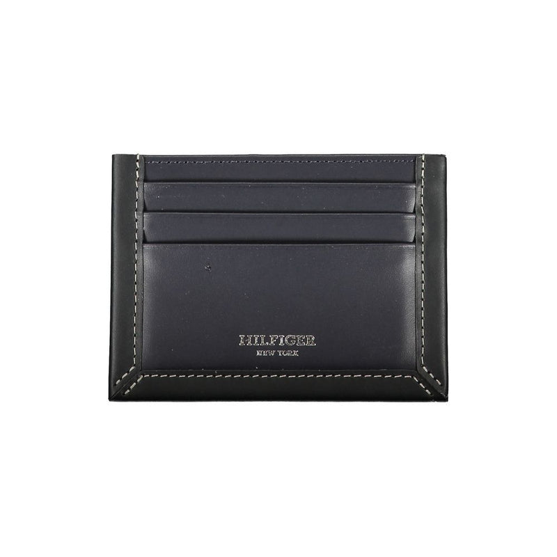 Sleek Blue Leather Card Holder with Contrast Detail-Tommy Hilfiger-LabelTerrace.com