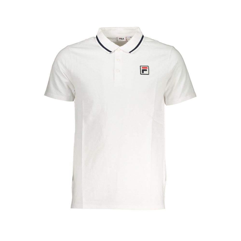 Sleek White Cotton Polo with Contrast Accents-Fila-LabelTerrace.com