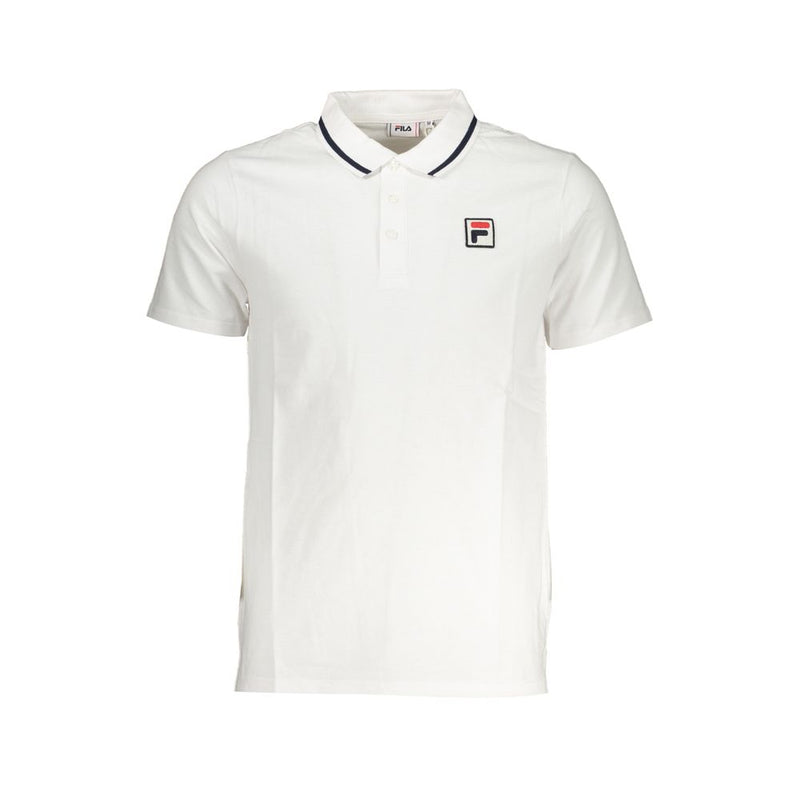 Sleek White Cotton Polo with Contrast Accents-Fila-LabelTerrace.com