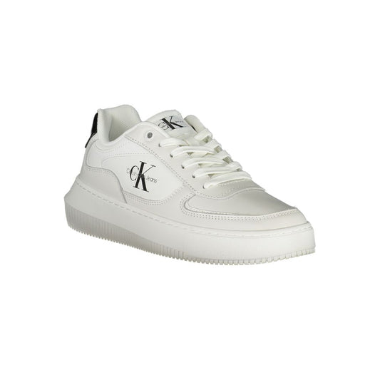 Sleek White Lace-Up Sneakers with Contrast Details-Calvin Klein-LabelTerrace.com