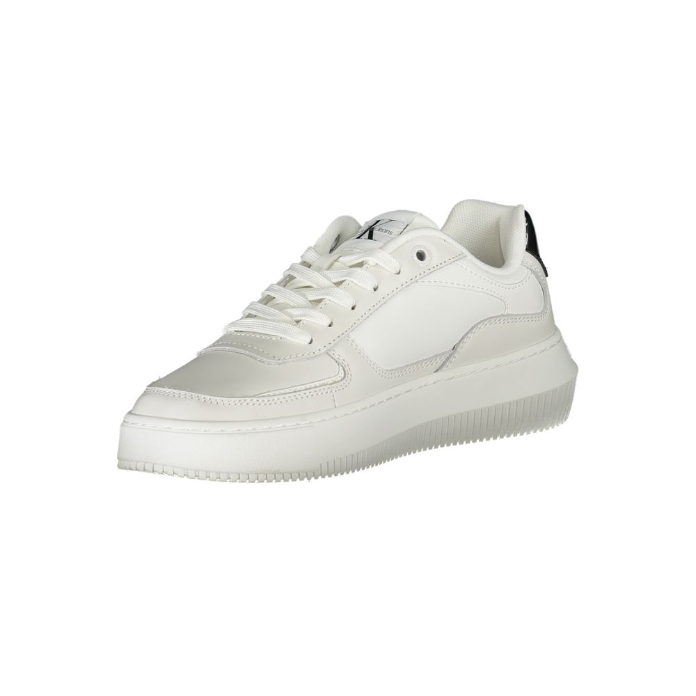 Sleek White Lace-Up Sneakers with Contrast Details-Calvin Klein-LabelTerrace.com