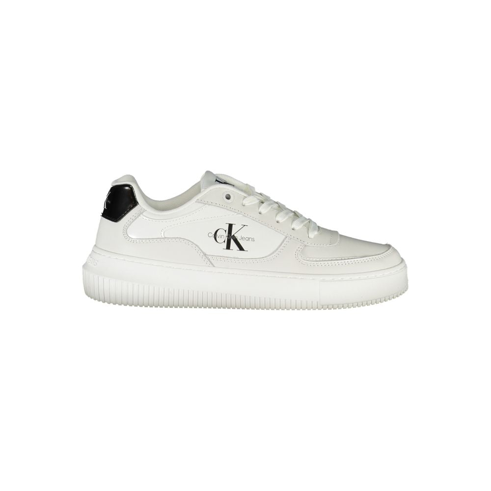 Sleek White Lace-Up Sneakers with Contrast Details-Calvin Klein-LabelTerrace.com