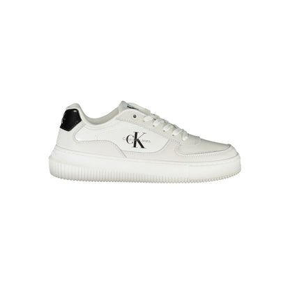 Sleek White Lace-Up Sneakers with Contrast Details-Calvin Klein-LabelTerrace.com