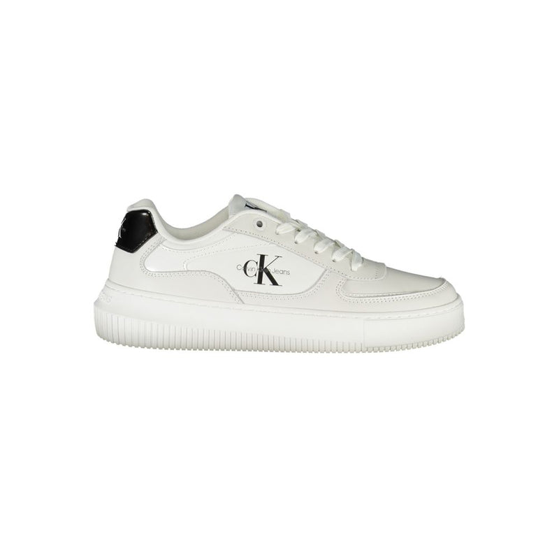 Sleek White Lace-Up Sneakers with Contrast Details-Calvin Klein-LabelTerrace.com