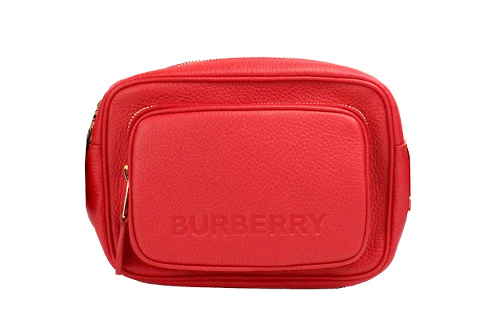 Small Branded Bright Red Grainy Leather Camera Crossbody Bag-Burberry-LabelTerrace.com