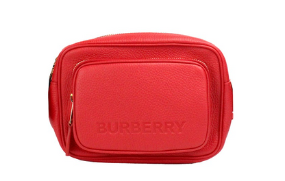 Small Branded Bright Red Grainy Leather Camera Crossbody Bag-Burberry-LabelTerrace.com