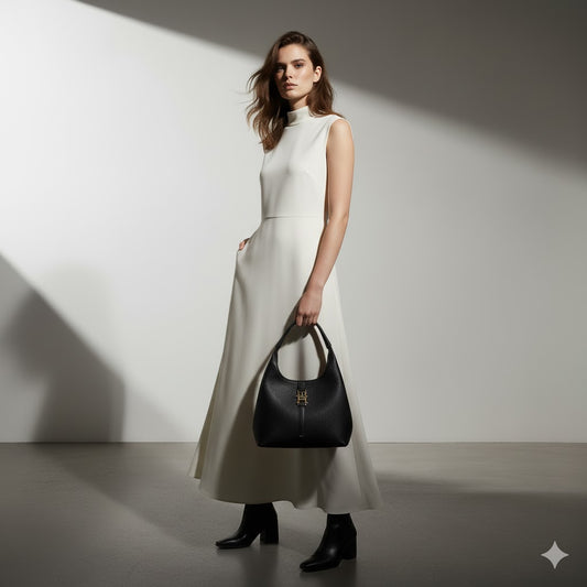 Black Polyethylene Women Handbag