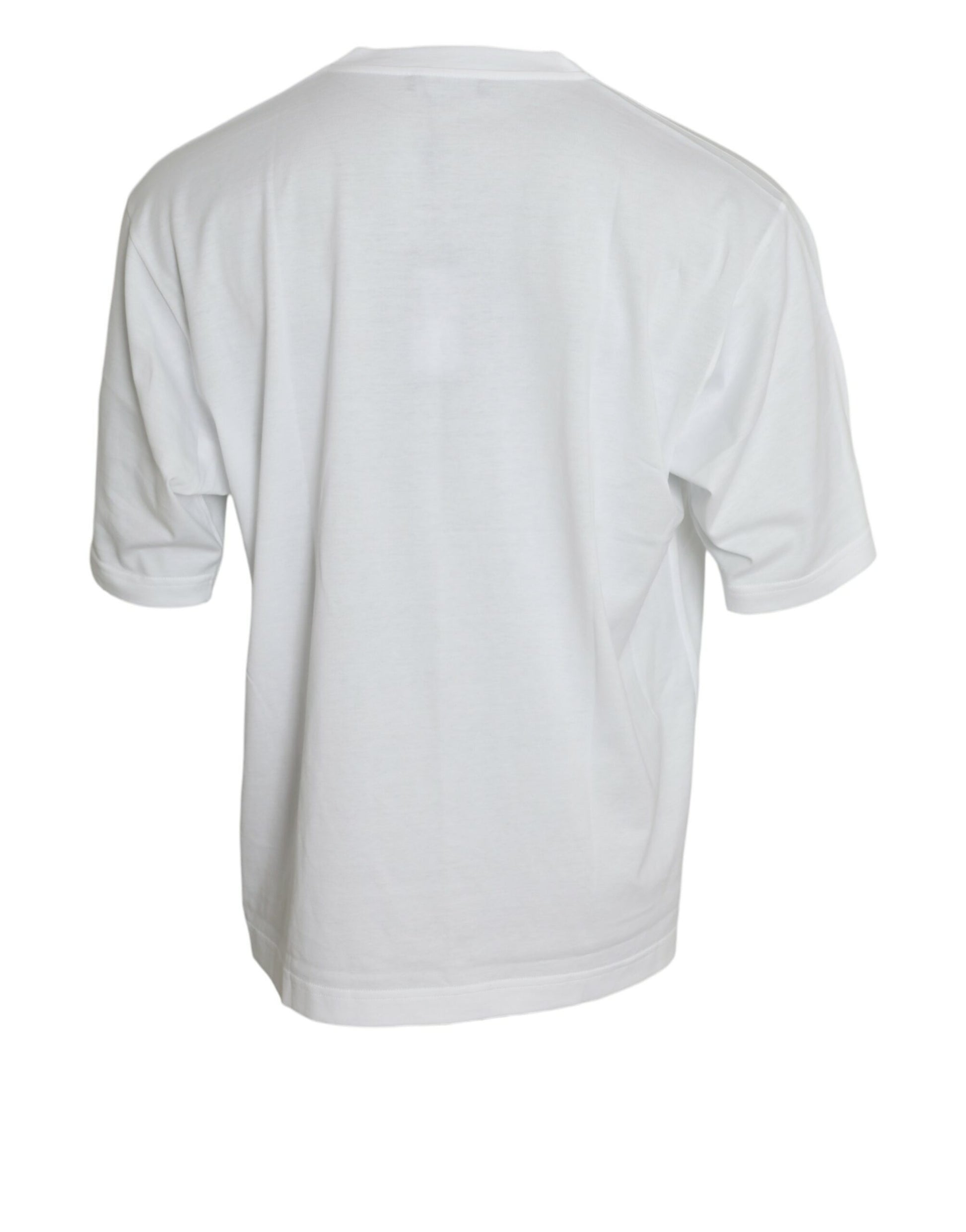 White Cotton Short Sleeves Crewneck T-shirt-Dolce & Gabbana-LabelTerrace.com