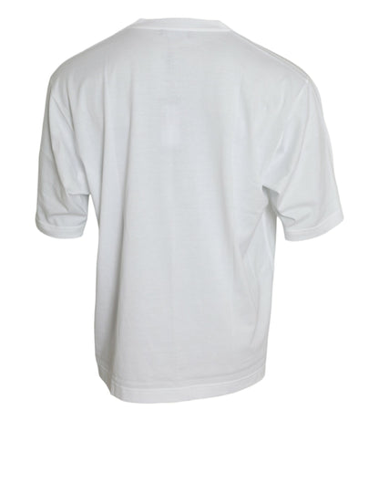 White Cotton Short Sleeves Crewneck T-shirt-Dolce & Gabbana-LabelTerrace.com