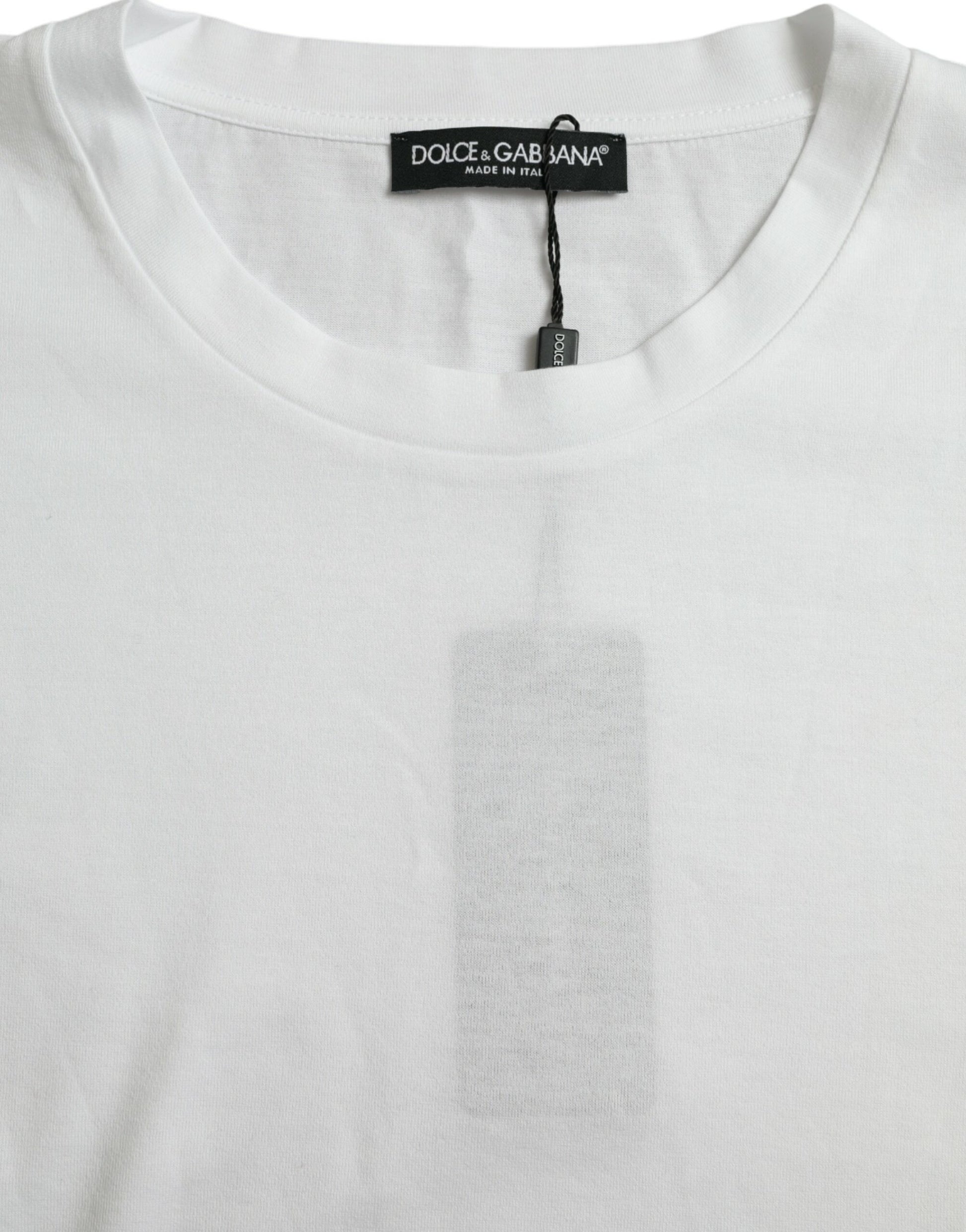 White Cotton Short Sleeves Crewneck T-shirt-Dolce & Gabbana-LabelTerrace.com