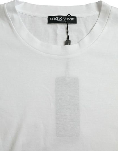 White Cotton Short Sleeves Crewneck T-shirt-Dolce & Gabbana-LabelTerrace.com