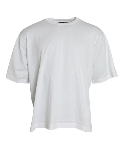 White Cotton Short Sleeves Crewneck T-shirt-Dolce & Gabbana-LabelTerrace.com