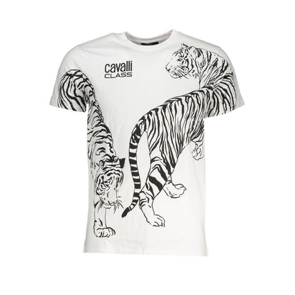 White Cotton T-Shirt-Cavalli Class-LabelTerrace.com
